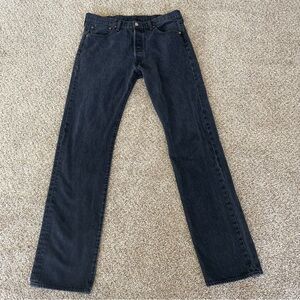Levi’s 501 Jeans Mens 34x36 (33x35) Black Faded Washed Straight Button Fly Denim